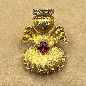 Vintage Ultra rhinestone angel brooch